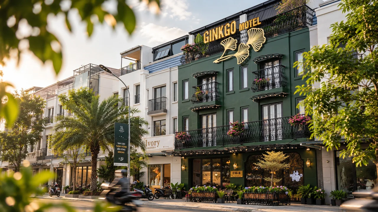 Ginkgo Motel nhìn từ góc phố