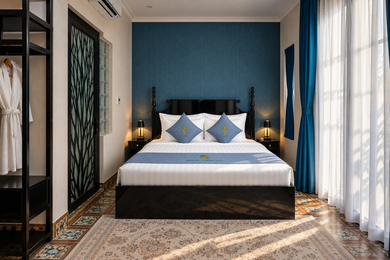 Master Room tường xanh navy