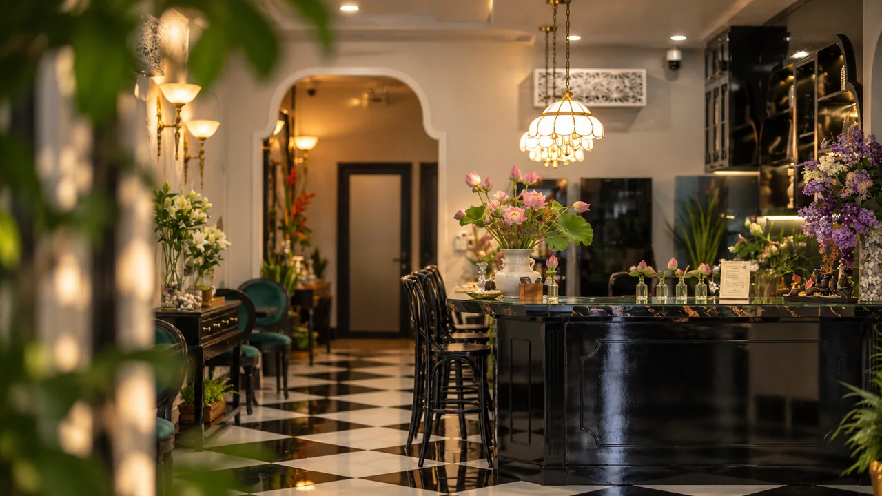 Quầy lễ tân và quầy bar tại sảnh